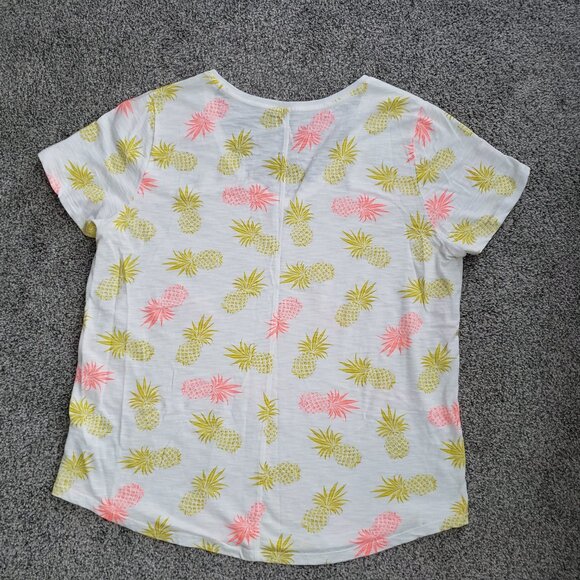 GAP Women's X-Large White Pineapple Print Easy T tee short sleeve - Picture 2 of 9